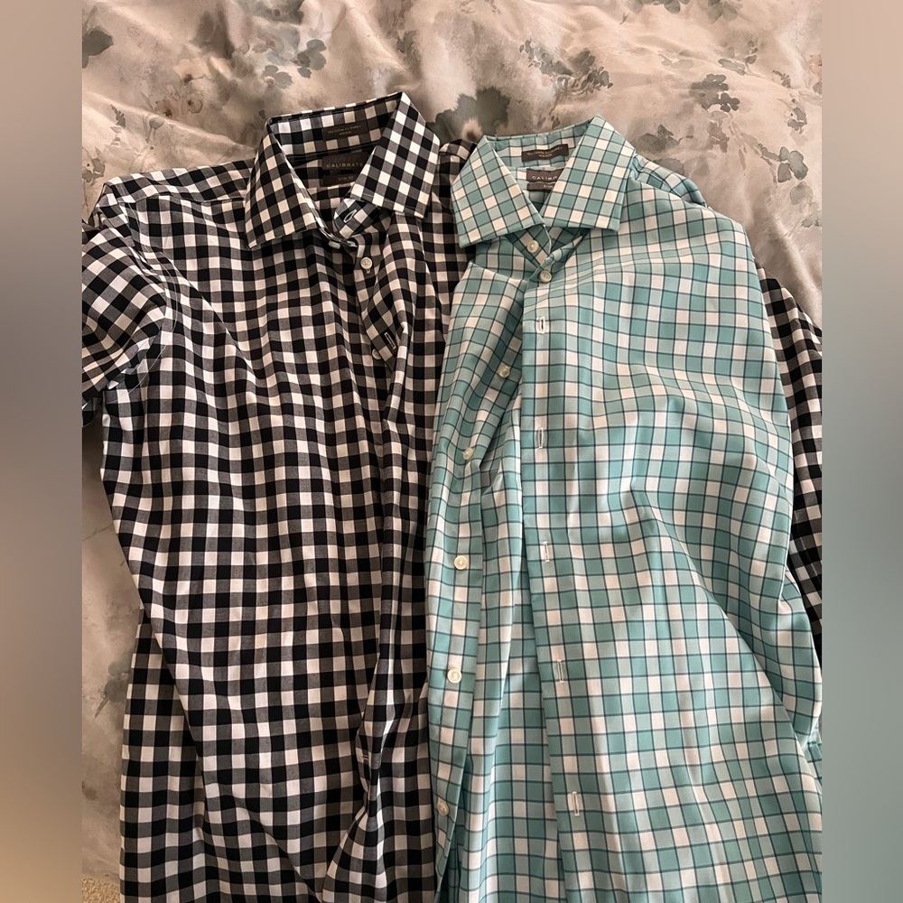 Calibrate Checkered Trim Fit Button Up Long Sleev… - image 1